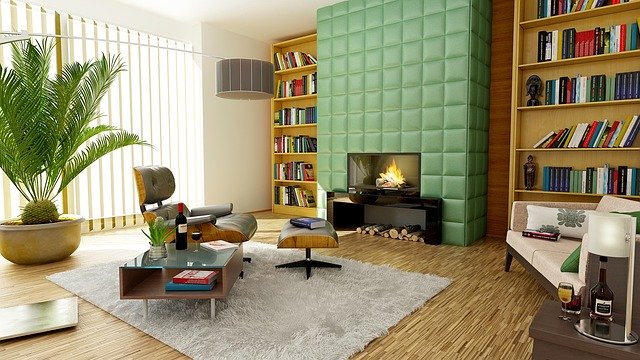 Krb v izbe so zeleným moderným obkladom